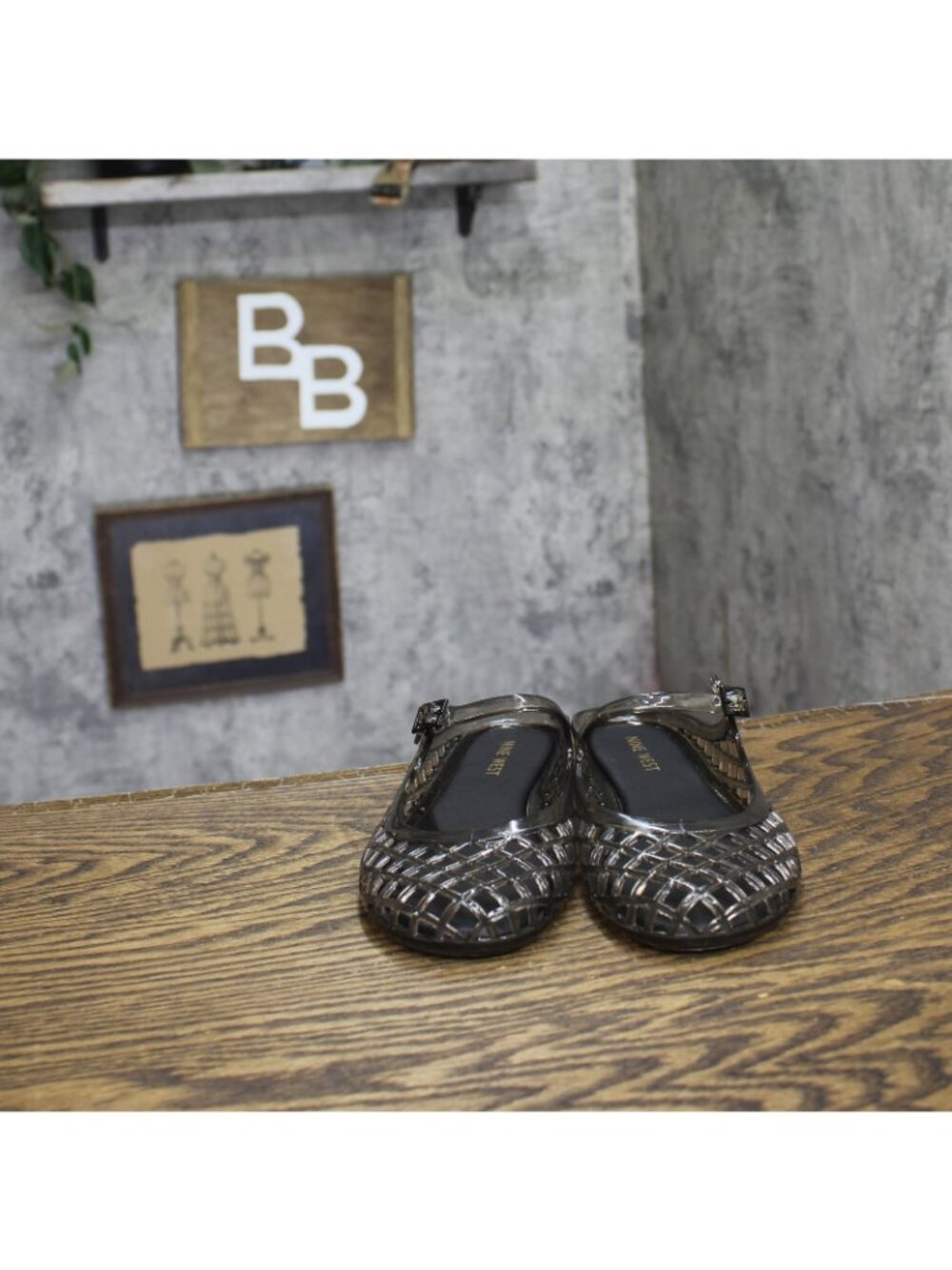 NWT Nine West Round Toe Slip-On Woven Jelly Mule WNYUNNY3 Black 6M - Picture 4 of 11